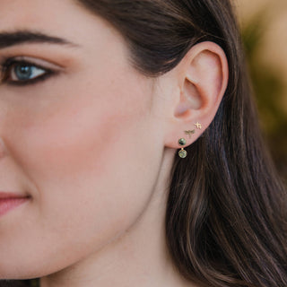 Stud Trio Ear Jacket Set - Dragonfly/African Turquoise/Gold - Rise and Redemption