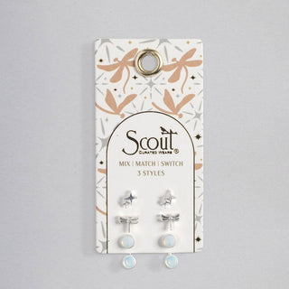 Stud Trio Ear Jacket Set - Dragonfly/Opalite/Silver - Rise and Redemption
