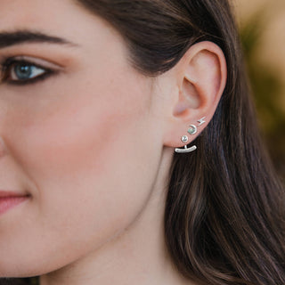 Stud Trio Ear Jacket Set - Moon/Turquoise/Silver - Rise and Redemption