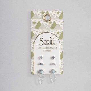 Stud Trio Ear Jacket Set - Mountain/Blue Howlite/Silver - Rise and Redemption