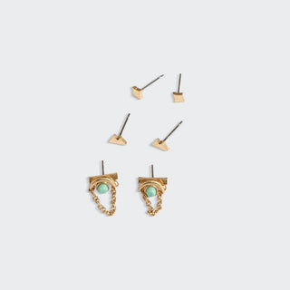 Stud Trio Ear Jacket Set - Mountain/Turquoise/Gold - Rise and Redemption