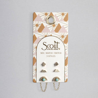 Stud Trio Ear Jacket Set - Mountain/Turquoise/Gold - Rise and Redemption