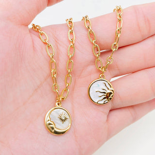 Sun Moon Round Stainless Steel Pendant Necklace - FGS/MS - Rise and Redemption