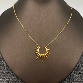 Sunburst Charm 18K Gold Plated Stainless Steel Necklace - Rise and Redemption