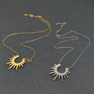 Sunburst Charm 18K Gold Plated Stainless Steel Necklace - Rise and Redemption