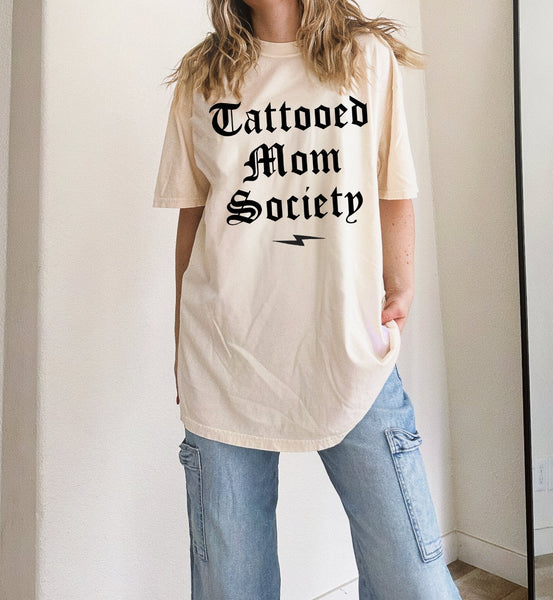 Tattooed Mom Society Inspired Trendy Retro Graphic T-Shirt - Rise and Redemption