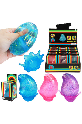 Tear Drop Glittery Maltose Putty Filled Squishy w/ Stand - Rise and Redemption