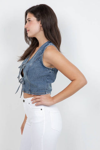 Tie - Front Denim Vest - Rise and Redemption