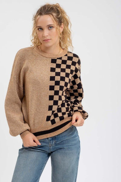 Toffee Checker Knit - Rise and Redemption