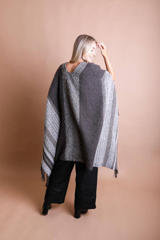 Tone on Tone Stripe Bohemian Ruana Wrap - Rise and Redemption