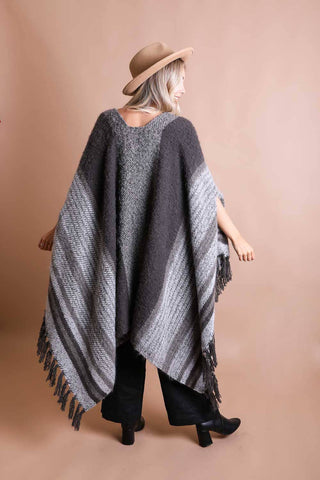 Tone on Tone Stripe Bohemian Ruana Wrap - Rise and Redemption