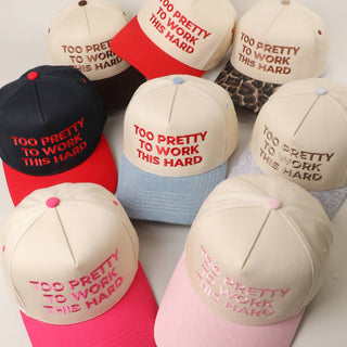 TOO PRETTY TO WORK Embroidery Trucker Hat - Rise and Redemption