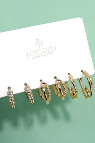 TRIO HUGGIE HOOP RHINESTONE TITANIUM POST EARRINGS | 80E5807 - Rise and Redemption