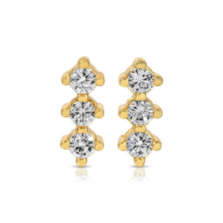 Triple CZ Bar Studs on Velvet Gift Tag - Rise and Redemption