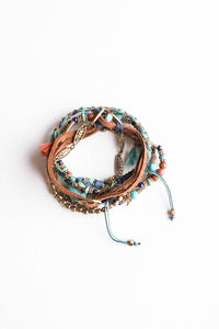 Turquoise Stackable Suede Bracelet - Beads & Natural Stone - Rise and Redemption