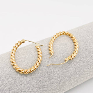 Twisted Oval Gold Plated Stainless Steel Hoop Earrings - FGS - Rise and Redemption