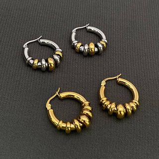 Two Tone 18K Gold Plated S.Steel Ring Hoop Earrings - Rise and Redemption