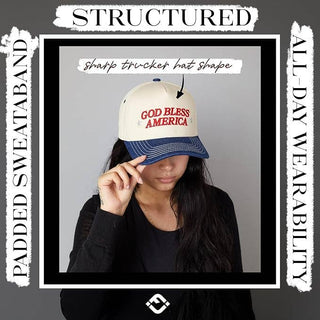 Two Tone Cap - God Bless America - Denim/Beige - Rise and Redemption