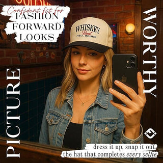 Two Tone Cap - Whiskey Bent Hell Bound - Black/Beige - Rise and Redemption