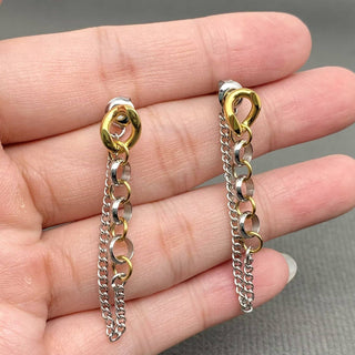 Two Tone Chain Fringe 18K Gold Plated S.Steel Earrings - Rise and Redemption