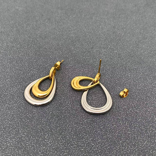 Two - tone Double - layer Drop 18K Gold - plated SS Earrings - FGS - Rise and Redemption