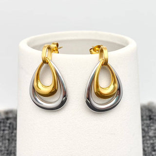 Two - tone Double - layer Drop 18K Gold - plated SS Earrings - FGS - Rise and Redemption