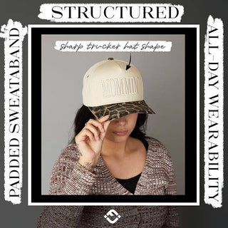 Two Tone Embroidered Cap: Mommin - Leopard/Beige - Rise and Redemption