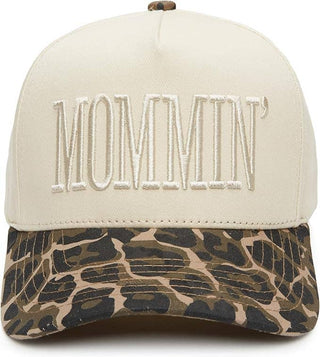 Two Tone Embroidered Cap: Mommin - Leopard/Beige - Rise and Redemption