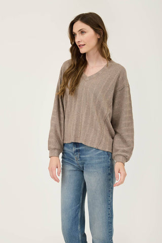 V NECK LONG SLEEVE KNIT TOP - Rise and Redemption