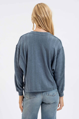 V NECK LONG SLEEVE KNIT TOP - Rise and Redemption