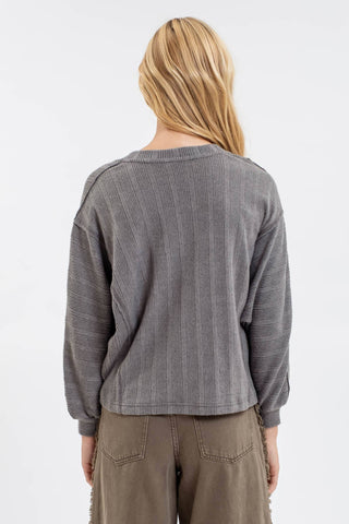 V NECK LONG SLEEVE KNIT TOP - Rise and Redemption