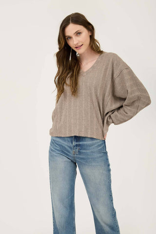 V NECK LONG SLEEVE KNIT TOP - Rise and Redemption