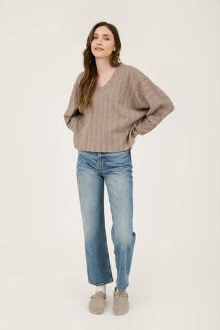 V NECK LONG SLEEVE KNIT TOP - Rise and Redemption