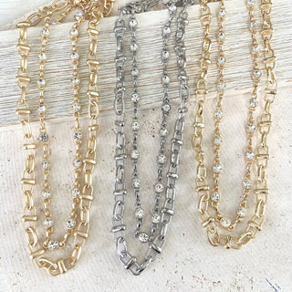 VB&CO Designs Equestrian linked chain layering crystal necklaces  - Rise and Redemption