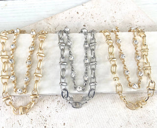 VB&CO Designs Equestrian linked chain layering crystal necklaces  - Rise and Redemption