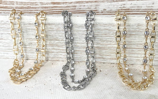 VB&CO Designs Equestrian linked chain layering crystal necklaces  - Rise and Redemption