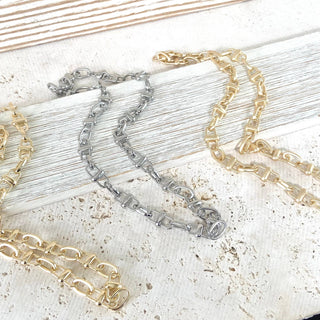 VB&CO Designs Equestrian linked chain layering crystal necklaces  - Rise and Redemption
