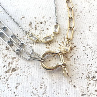 VB&CO Designs Layering necklaces crystal rectangle stainless steel jewelry - Rise and Redemption