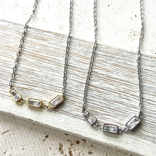 VB&CO Designs Layering necklaces crystal rectangle stainless steel jewelry - Rise and Redemption