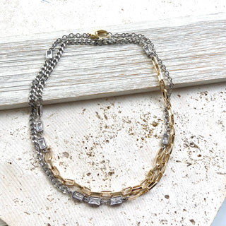 VB&CO Designs Mixed metal non tarnishing necklace edgy glam jewelry - Rise and Redemption