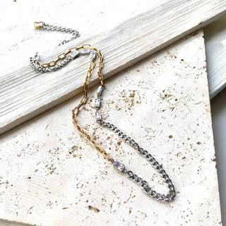 VB&CO Designs Mixed metal non tarnishing necklace edgy glam jewelry - Rise and Redemption