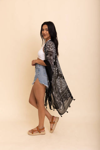 Versatile Kimono Cardigan with Tassels - Rise and Redemption