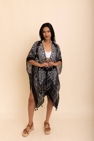 Versatile Kimono Cardigan with Tassels - Rise and Redemption