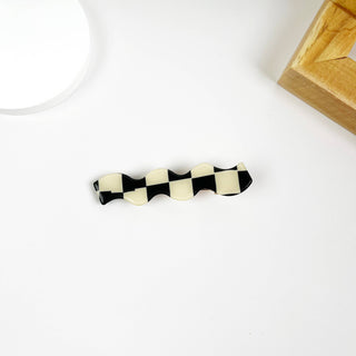 Vintage Black and White Checkerboard Grab Hair Claw Clip - Rise and Redemption