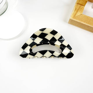 Vintage Black and White Checkerboard Grab Hair Claw Clip - Rise and Redemption