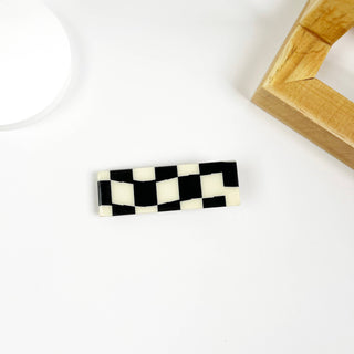Vintage Black and White Checkerboard Grab Hair Claw Clip - Rise and Redemption