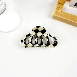 Vintage Black and White Checkerboard Grab Hair Claw Clip - Rise and Redemption