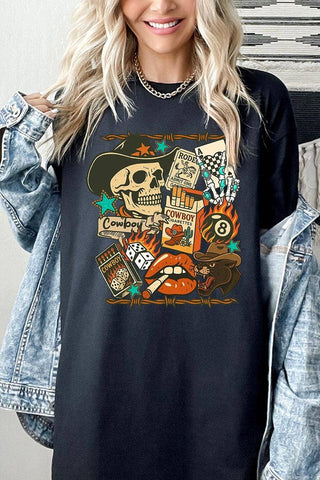 Vintage Western Collage Graphic Heavy Cotton Tee - Rise and Redemption