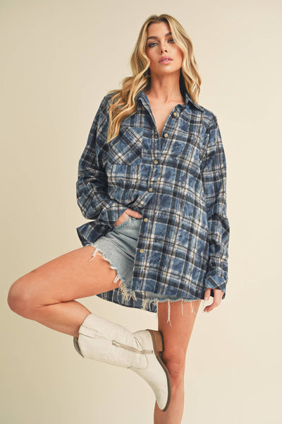 Vixxon Vintage Washed Flannel Button Up - Rise and Redemption