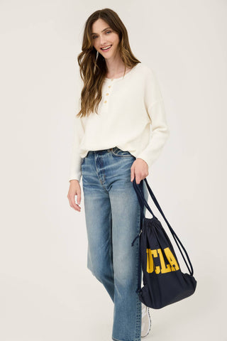 WAFFLE KNIT HENLEY LONG SLEEVE KNIT TOP - Rise and Redemption